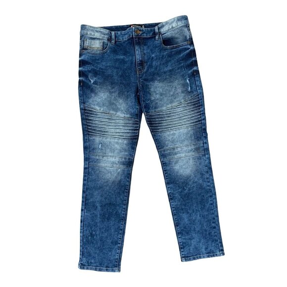 SOUTHPOLE‎ Y2K Men's 38x32 Ripped Pleated Style Denim Skinny Jeans ~ LOOK!! - Picture 2 of 11